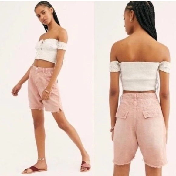 Free People Pants - Free People We the Free Braided Pink Utility Harem Shorts Women’s 8 New